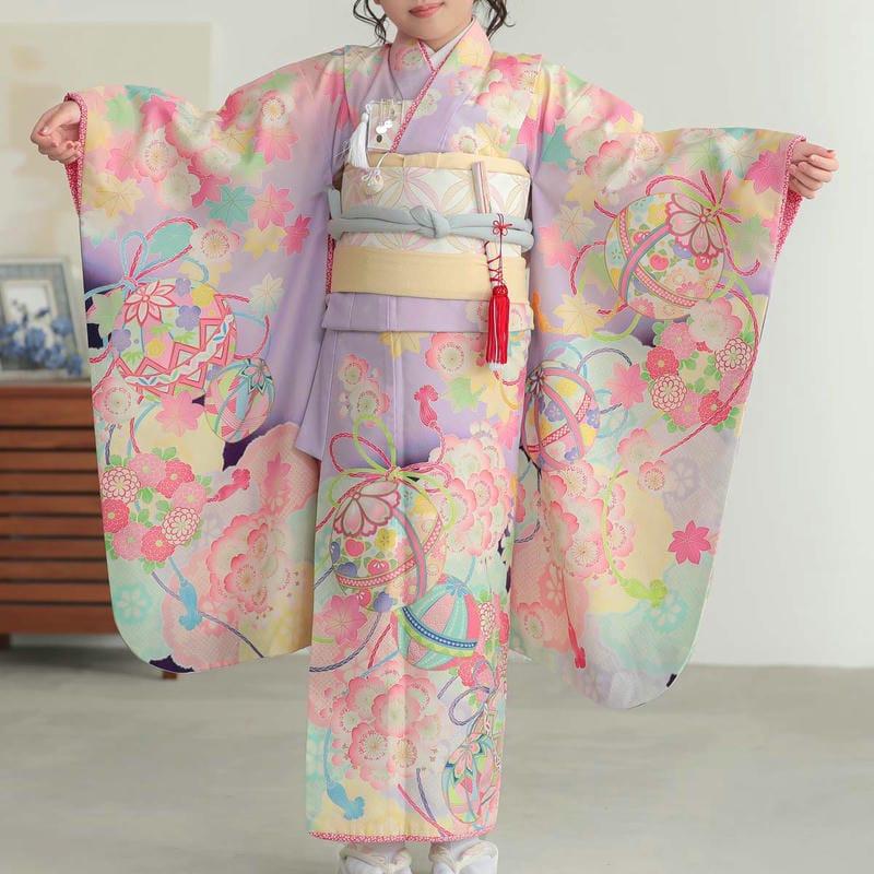 七五三 7歳着物 レンタル フルセット 乙葉 ブランド着物 紫 薬玉 七五三 7歳着物 レンタル フルセット 乙葉 ブランド着物 紫 薬玉
