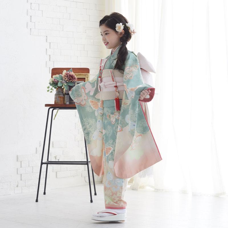 お買い得品♡七五三　7歳　女の子　セット　一式　青系　蝶々 楽天市場】【レンタル】753 七五三 着物 7歳 フルセット 女の子