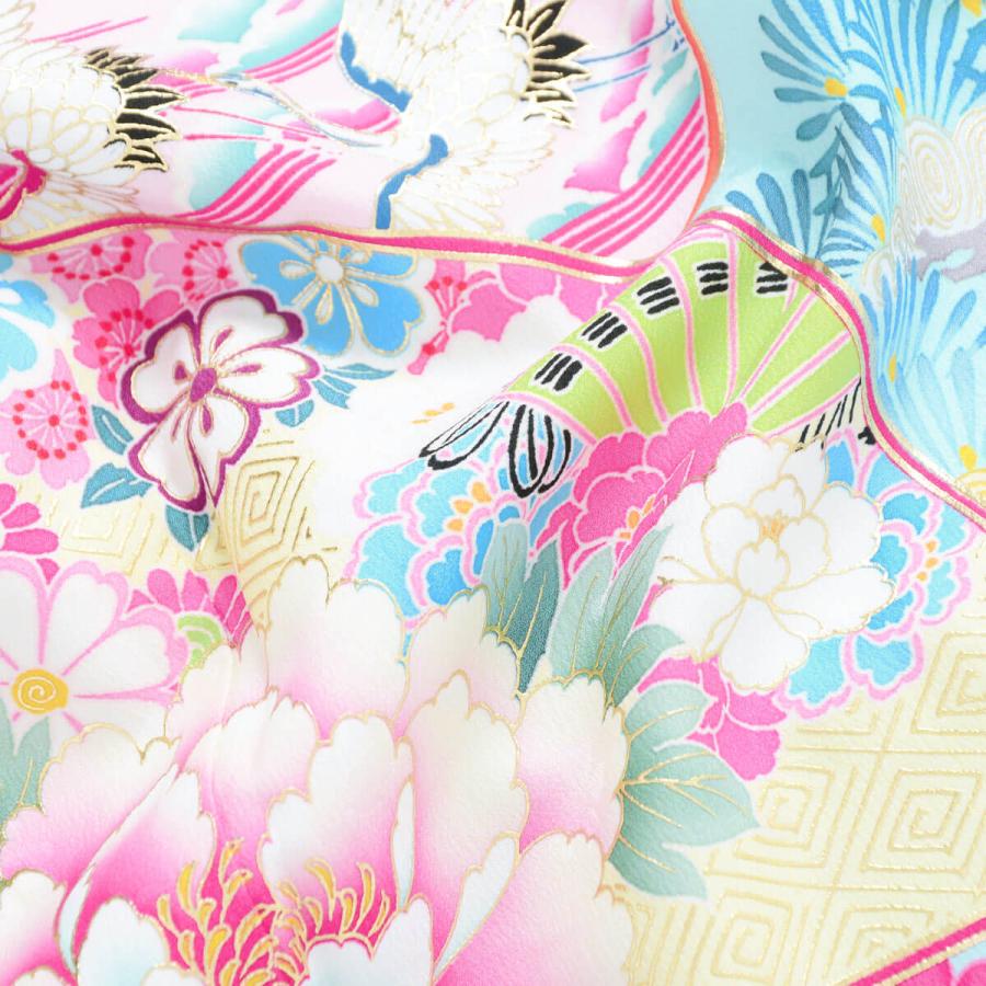 七五三 7歳着物 レンタル フルセット 乙葉 ブランド着物 水色 扇面松梅