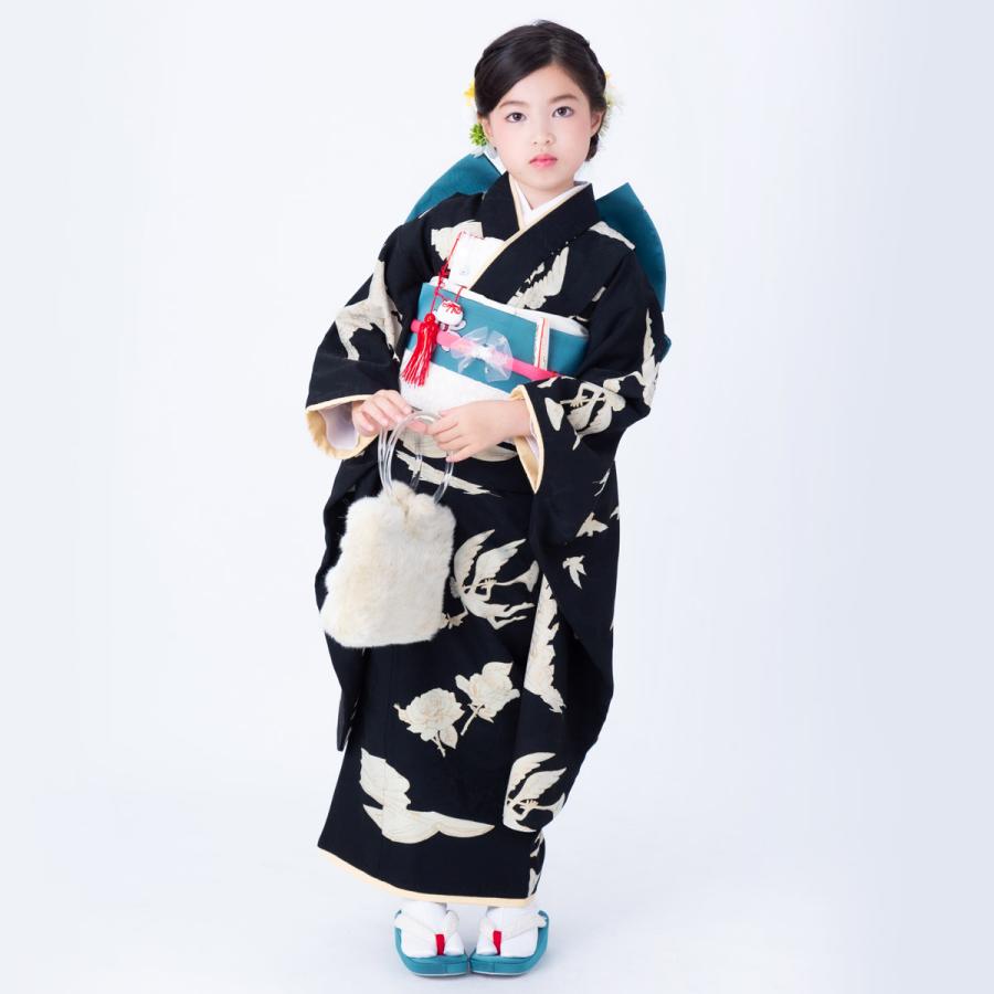 七五三 7歳着物 レンタル フルセット モダンアンテナ ブランド着物 黒