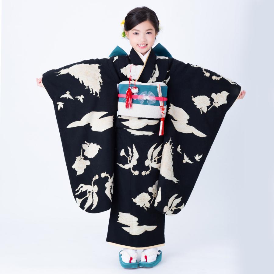 七五三 7歳着物 レンタル フルセット モダンアンテナ ブランド着物 黒