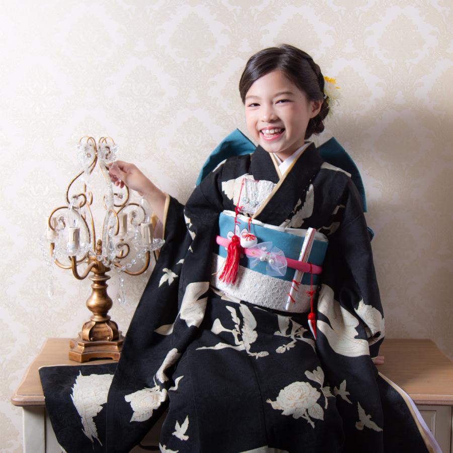 七五三 7歳着物 レンタル フルセット モダンアンテナ ブランド着物 黒