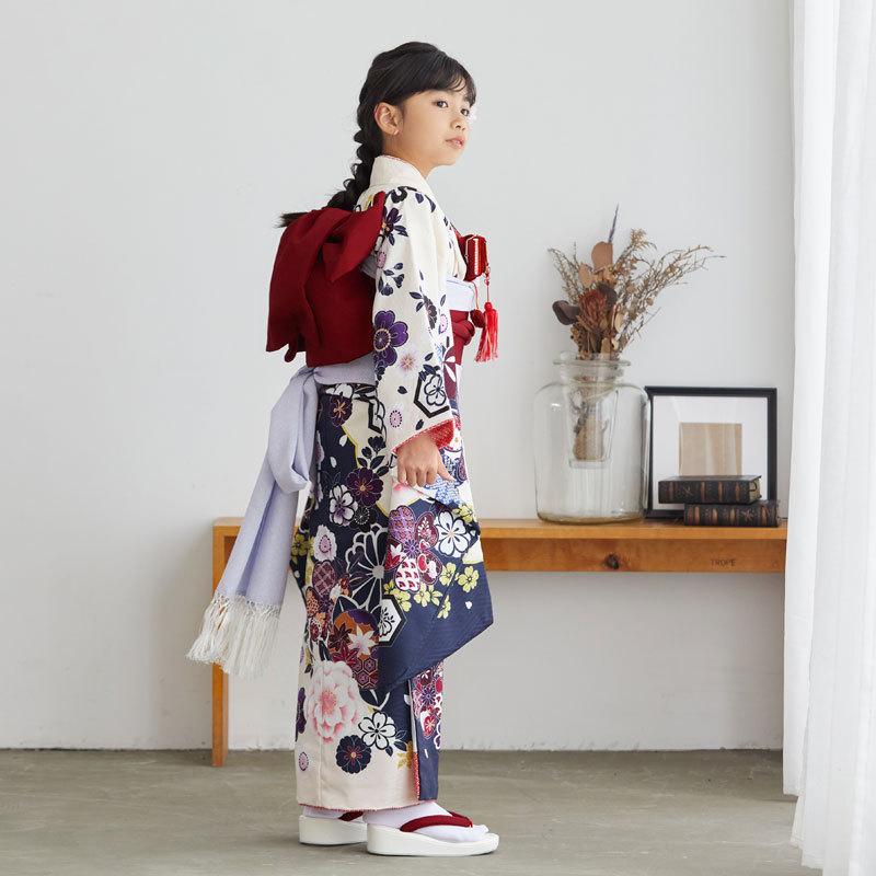 7歳七五三　セット　クリーム系 七五三 着物 7歳 フルセット 購入 販売「クリーム地にバラ