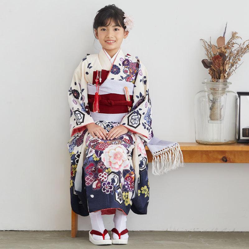 七五三 7歳着物 レンタル フルセット式部浪漫 ブランド着物 クリーム