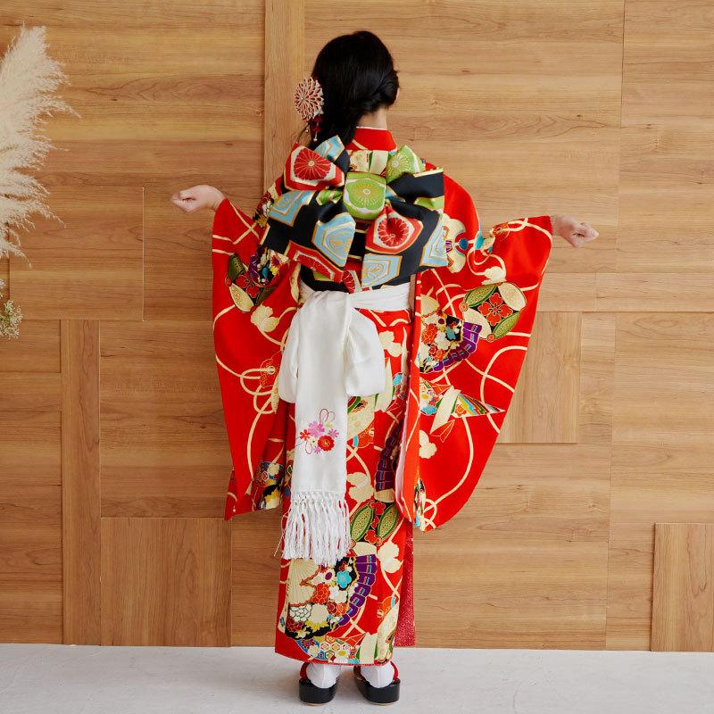 七五三 7歳着物 レンタル フルセット 紅一点 ブランド着物 赤 七五三 7歳着物 レンタル フルセット 紅一点 ブランド着物 赤