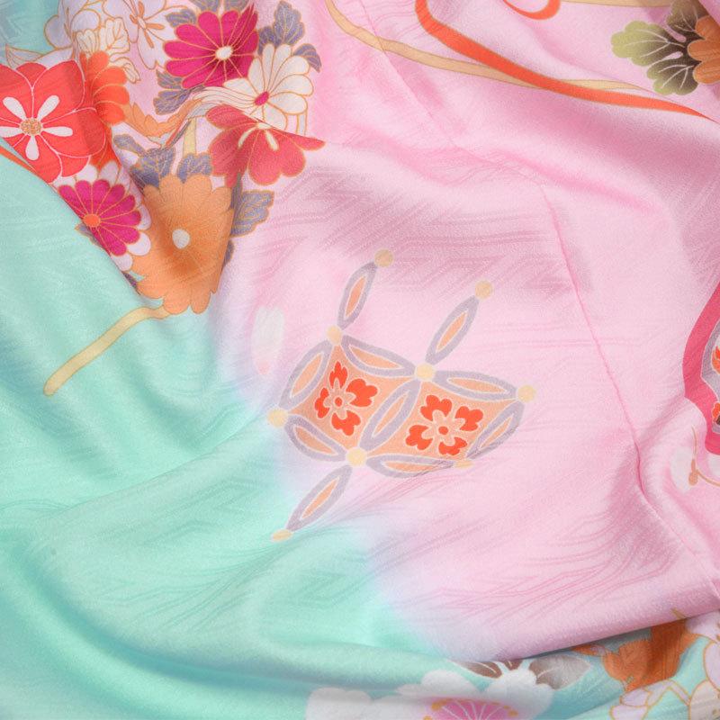 七五三 7歳着物 レンタル フルセット 式部浪漫 ブランド着物 薄浅葱 花