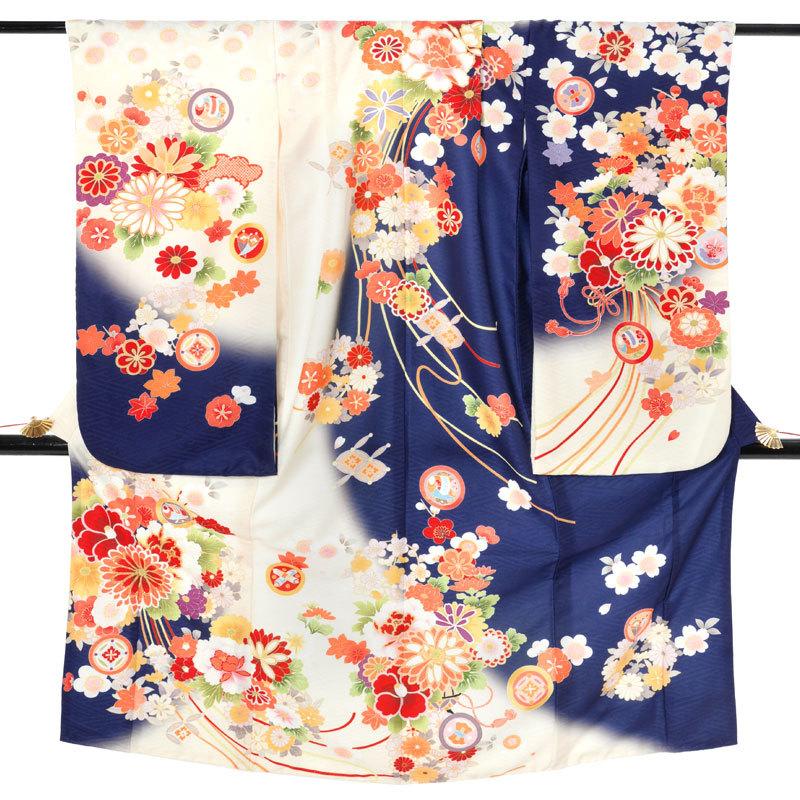 七五三 7歳着物 レンタル フルセット 式部浪漫 ブランド着物 紺