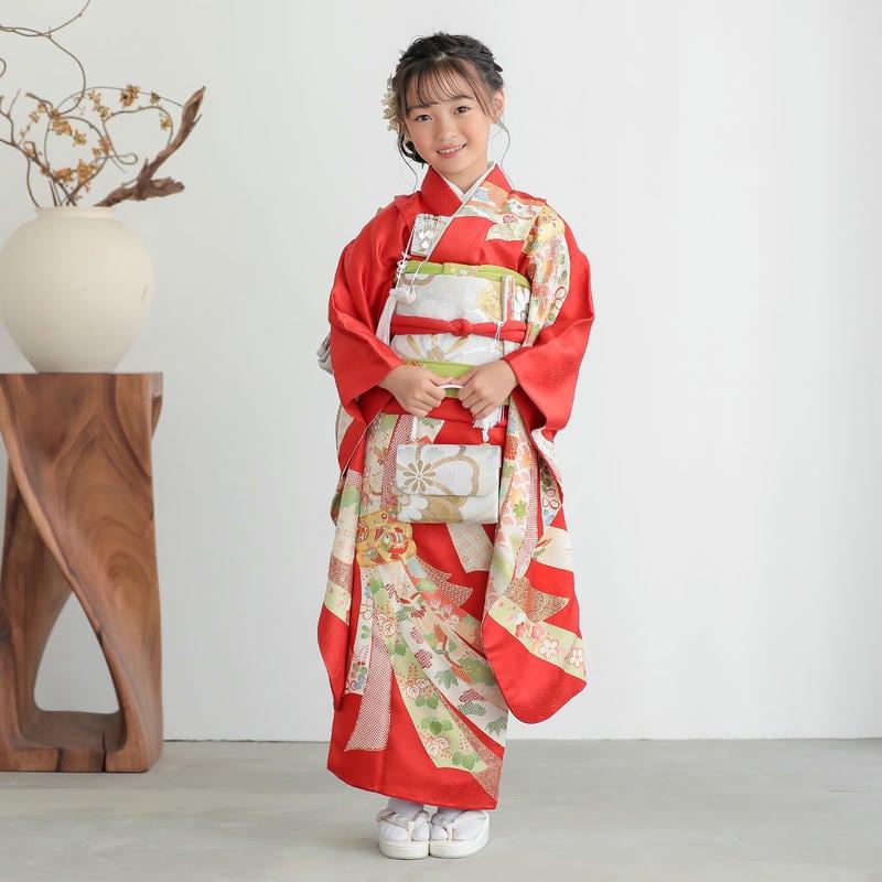 七五三 7歳着物 レンタル フルセット 吉澤の友禅 ブランド着物 赤 熨斗