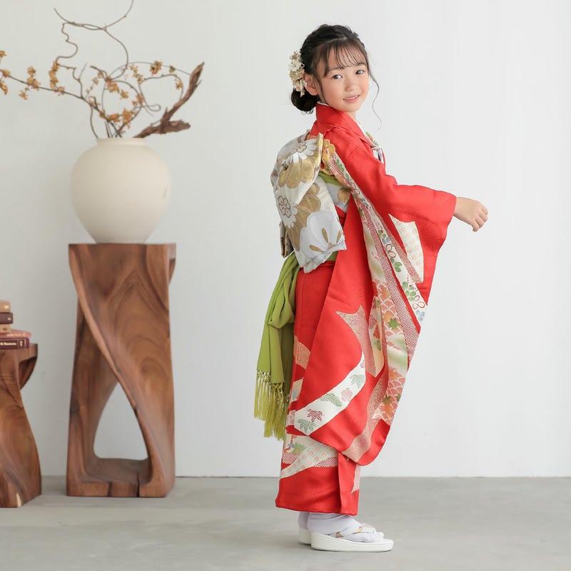 七五三 7歳着物 レンタル フルセット 吉澤の友禅 ブランド着物 赤 熨斗