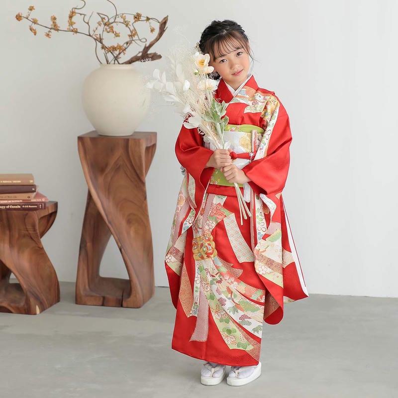 七五三 7歳着物 レンタル フルセット 吉澤の友禅 ブランド着物 赤 熨斗