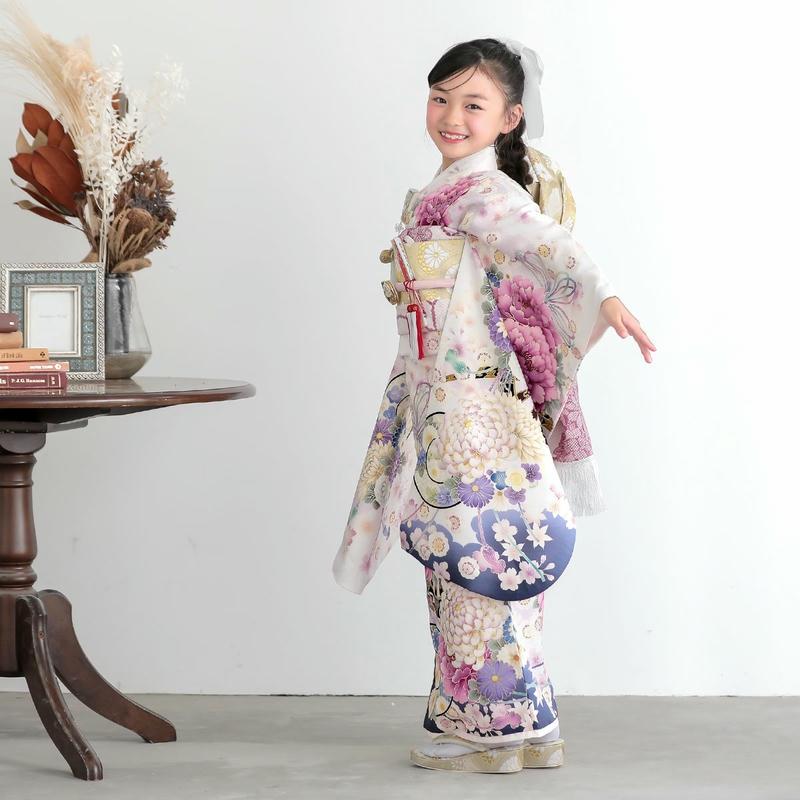 七五三 7歳着物 レンタル フルセット 華徒然 ブランド着物 薄紫 花車