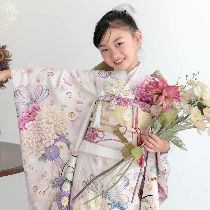 七五三 7歳着物 レンタル フルセット 華徒然 ブランド着物 薄紫 花車