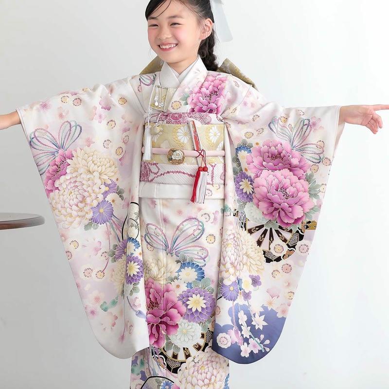 七五三 7歳着物 レンタル フルセット 華徒然 ブランド着物 薄紫 花車