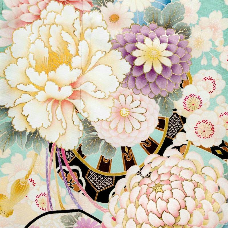 七五三 7歳着物 レンタル フルセット 華徒然 ブランド着物 水色 花車