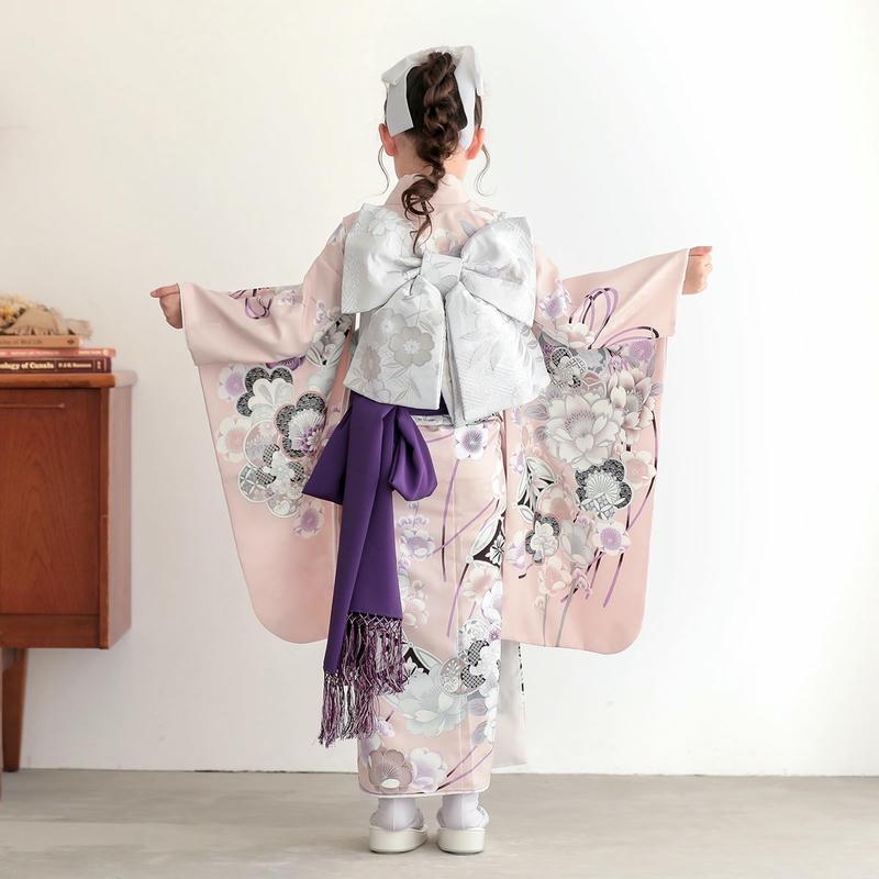 七五三 7歳着物 レンタル フルセット 薄ピンク 梅に桜 女の子 七歳 753