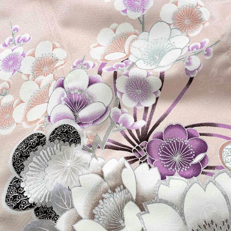 七五三用 花柄 ピンク 着物セット 七五三 7歳着物 レンタル フルセット 薄ピンク 梅に桜 女の子 七歳 753