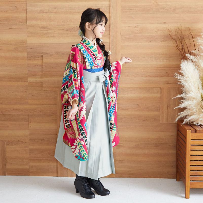 卒園式　袴セット 袴 セット レンタル 女の子 卒園式 モダンアンテナ 濃いピンク