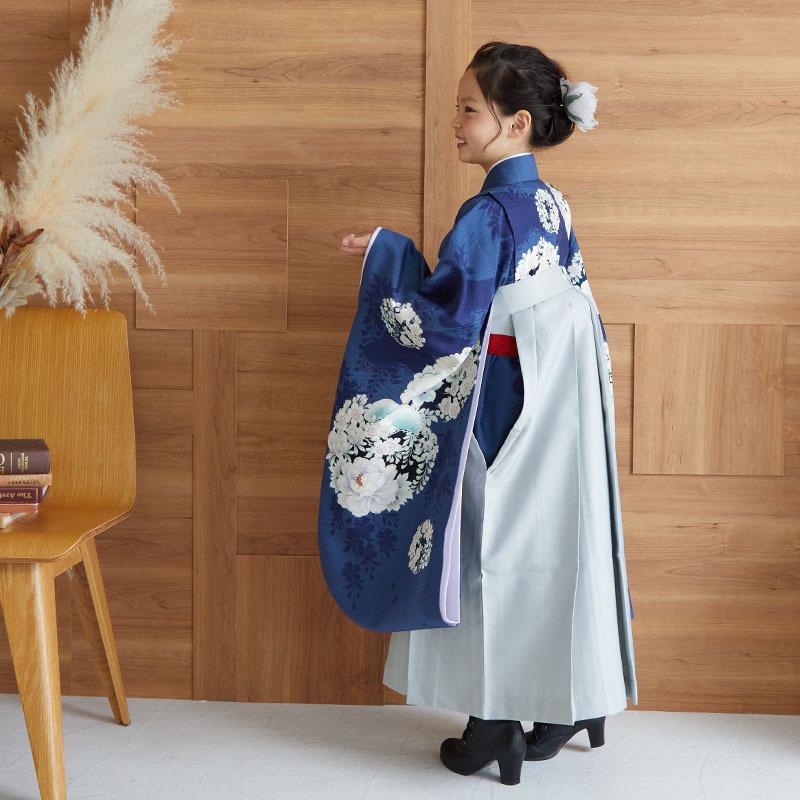 袴 セット レンタル 女の子 卒園式 NATURAL BEAUTY 紺 椿梅花丸に牡丹