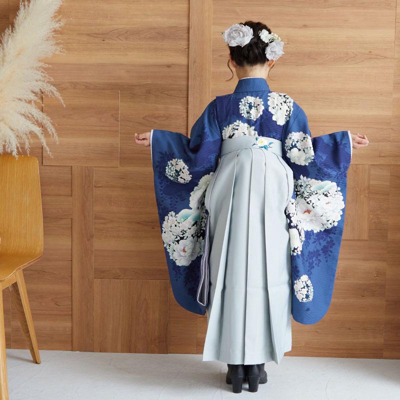 卒園式　袴　着物　フルセット　5歳用 袴 セット レンタル 女の子 卒園式 NATURAL BEAUTY 紺 椿梅花丸に牡丹