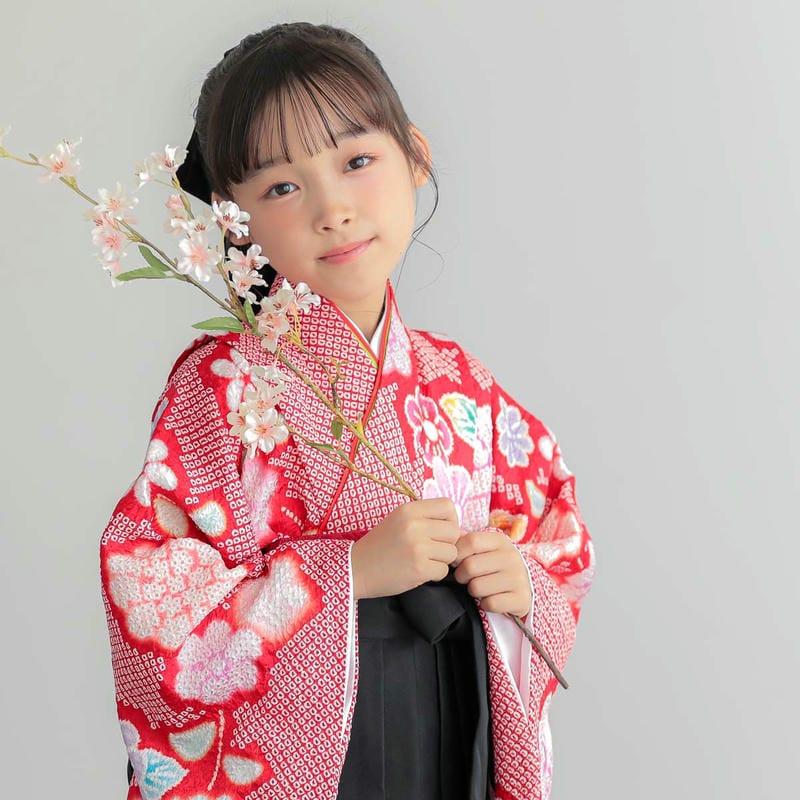 袴 セット レンタル 女の子 卒園式 【正絹】赤 総絞り 牡丹に手毬 幼稚園 保育園 四つ身袴 NG080_7