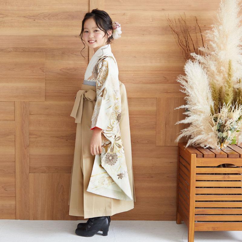 袴 セット レンタル 女の子 卒園式 オフホワイト 流水に熨斗束と花々