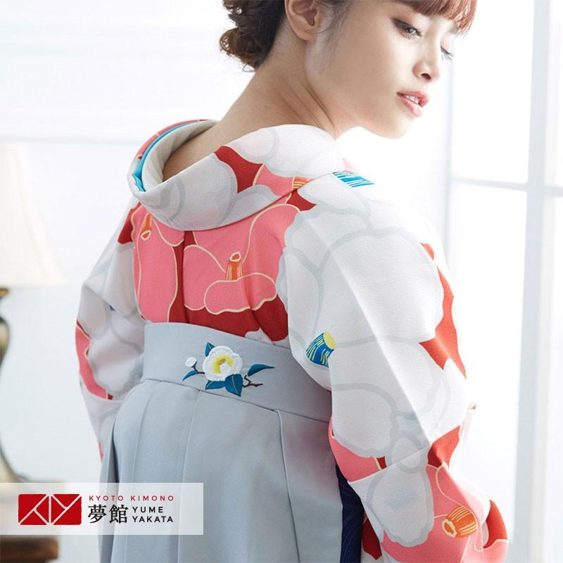 袴 単品 レンタル 卒業式 大学 小学生 卒園 アイスグレー×後ろ椿刺繍美容室・着付け会場への直送OK P211-LL