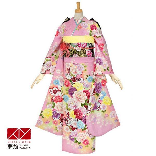 振袖レンタル ピンク 彩色牡丹(絹) 成人式 結婚式 一点物 対応身長154〜