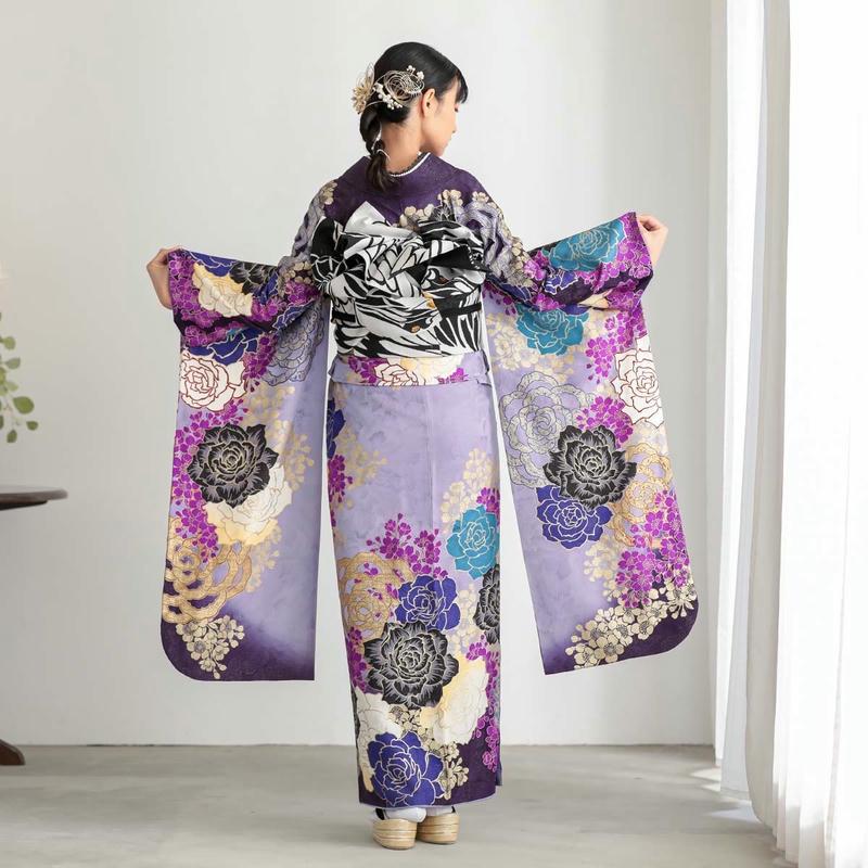 MURUA（ムルーア） 振袖レンタル 藤紫 薔薇と桜(絹) 成人式 結婚式