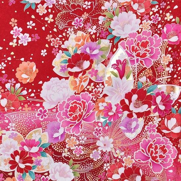 振袖レンタル 赤 百合牡丹に蝶(絹) 成人式 結婚式 一点物 対応身長154