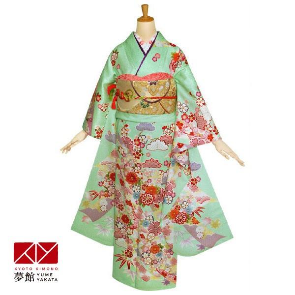 振袖 黒 ピンク 紫 ぼかし 桜 波 レンタル処分 成人式 振袖(黒・白・桜