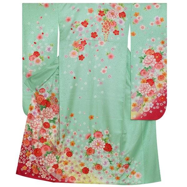 振袖 桜 毬 成人式 パーティー 結婚式 正絹 刺繍 グリーン系 振袖 桜 毬 成人式 パーティー 結婚式 正絹 刺繍 グリーン系