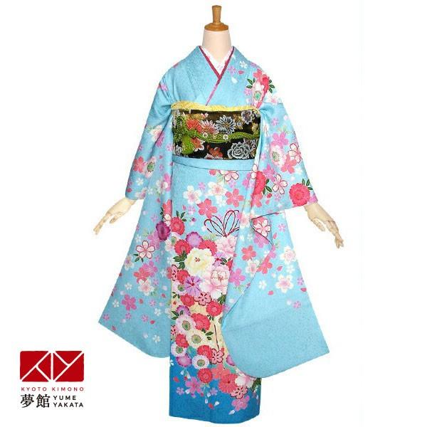 振袖レンタル 水色 桜花くす玉(絹) 成人式 結婚式 一点物 対応 振袖レンタル 水色 桜花くす玉(絹) 成人式 結婚式 一点物 対応