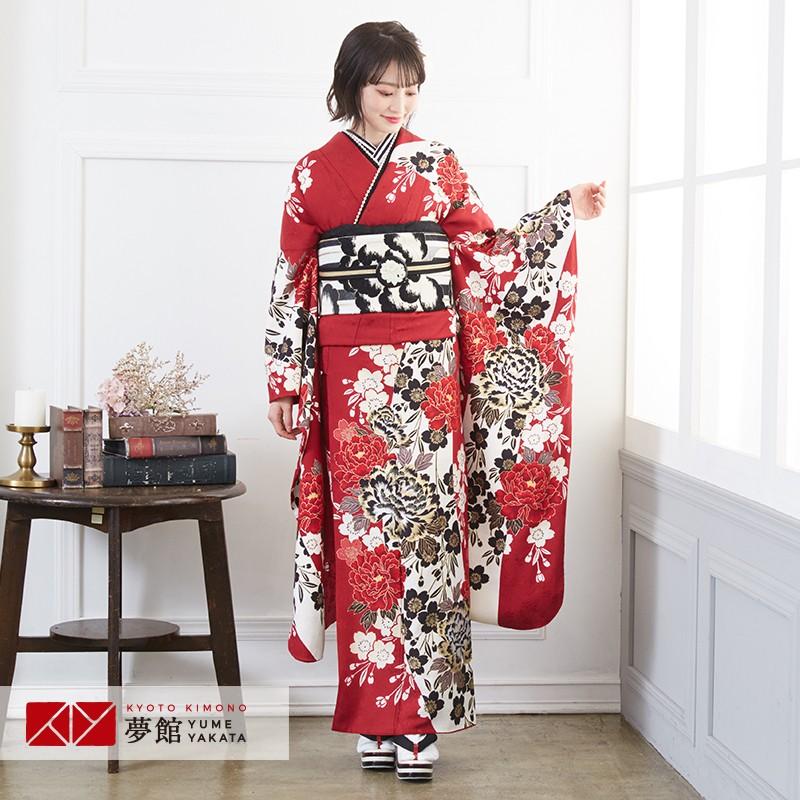 振袖レンタル 赤 豪華金彩 牡丹桜(絹) 成人式 結婚式 対応身長154〜