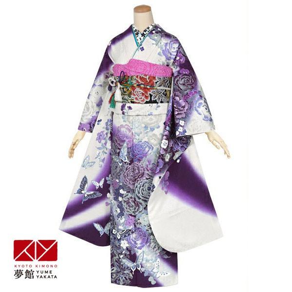 振袖レンタル 白紫 輝く牡丹に蝶(絹) 成人式 結婚式 一点物 対応身長160〜164cm 2〜11月利用 R1435