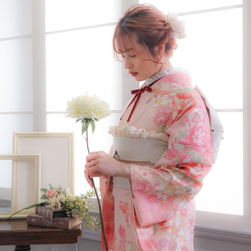 振袖レンタル リズリサ ピンク 薔薇尽し(絹)(R1926) 成人式 結婚式