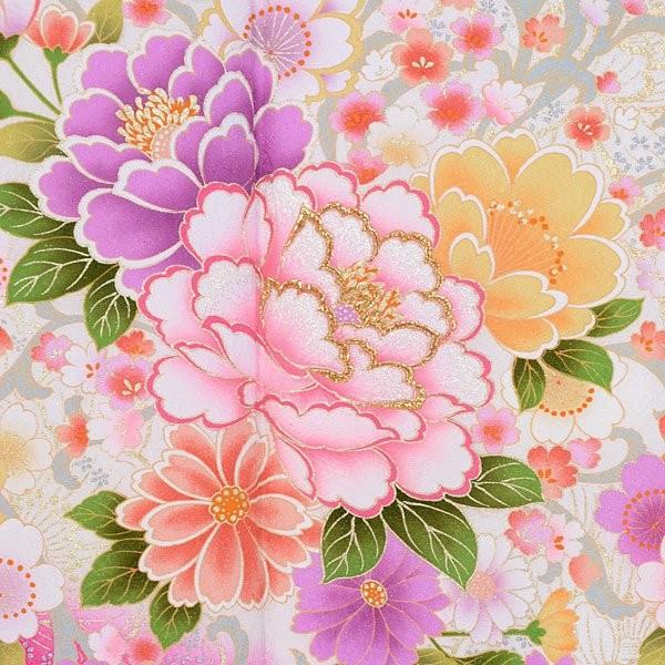 ブランド登録なし - 振袖賃借  白 散らし広告牡丹桜(絹) 成年者式 華燭の典 一点物 相応う身たけ154〜165糎 2〜11月利用 R1713