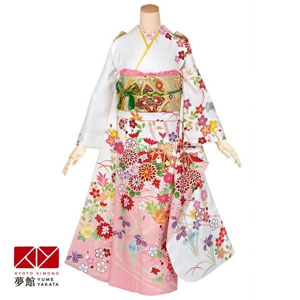 ブランド登録なし - 振袖賃借  訳あり特価 坦々たる白 四季花水筋(絹)(宅)(R1283) 成年者式 華燭の典 相応う身たけ154〜165糎 2〜11月利用 R1761
