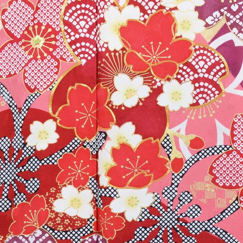 振袖レンタル 訳あり特価 安い赤×ピンク 桜満開(絹)(R1699) 成人式