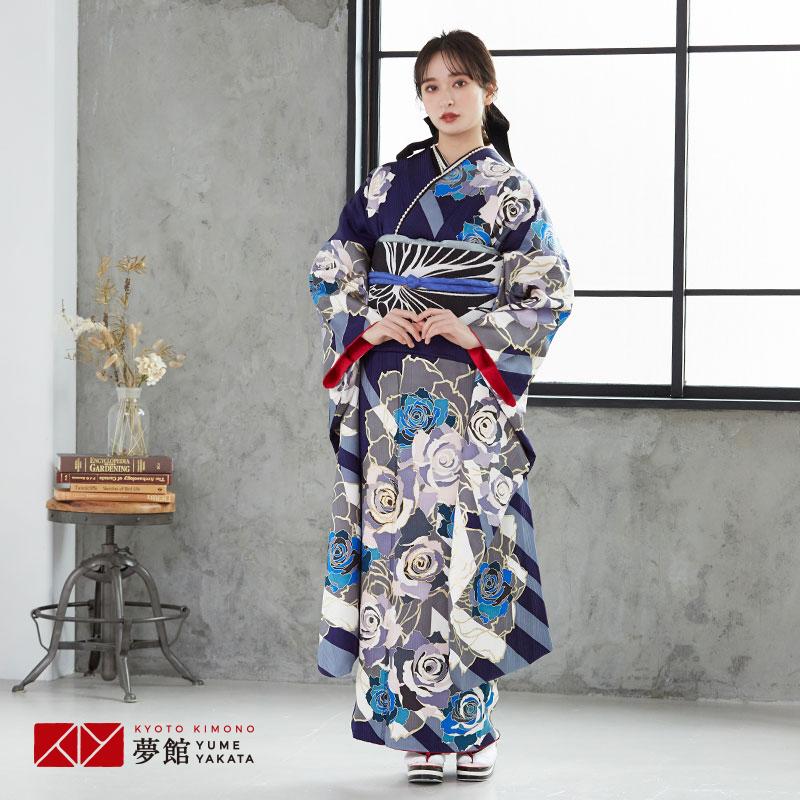 振袖レンタル セシルマクビー 紺 薔薇尽くし R1522 成人式 結婚式 安い 対応身長154 165cm 2 11月利用 R1934 R1934 京都着物レンタル夢館 Yahoo 店 通販 Yahoo ショッピング