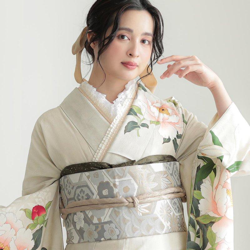 振袖レンタル 芸艸堂 ベージュ 芍薬 成人式 結婚式 対応身長154〜165cm