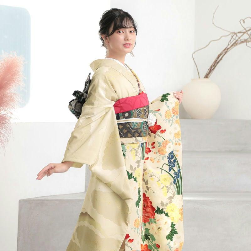 振袖レンタル 芸艸堂 アイボリー 御所文様雲取り 成人式 結婚式 対応