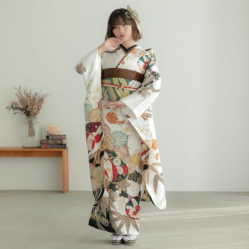 振袖レンタル 白 松竹梅 成人式 結婚式 対応身長154〜165cm 2〜11月