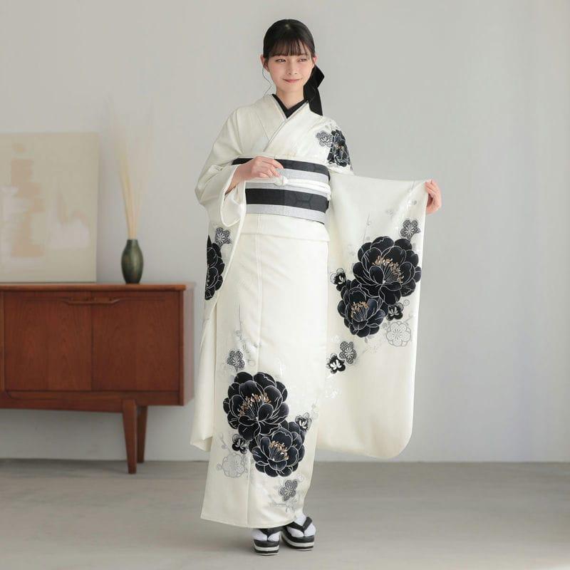 振袖レンタル  白 黒梅 成人式 結婚式 対応身長154〜165cm 2〜11月利用 R2122_2
