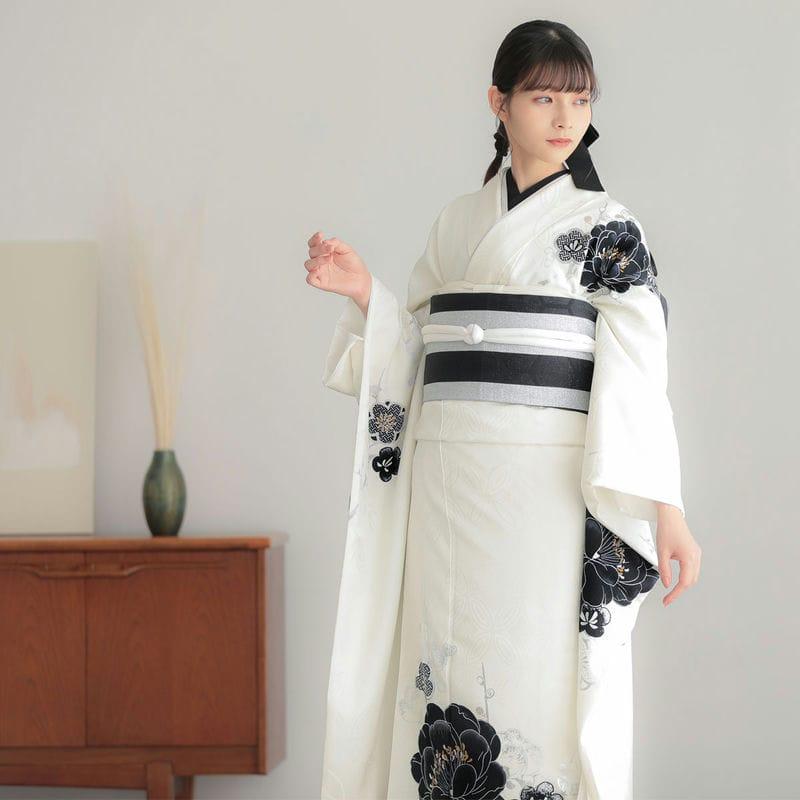振袖レンタル  白 黒梅 成人式 結婚式 対応身長154〜165cm 2〜11月利用 R2122_4
