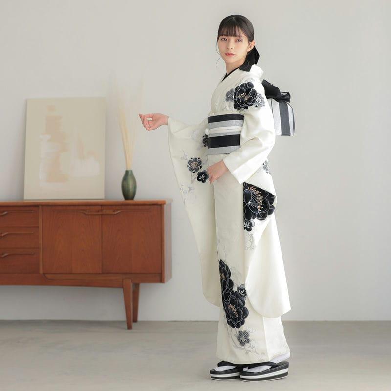 振袖レンタル  白 黒梅 成人式 結婚式 対応身長154〜165cm 2〜11月利用 R2122_5