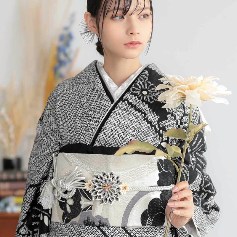 SALE 振袖レンタル 総絞り 黒 牡丹に藤 成人式 結婚式 対応身長 SALE 振袖レンタル 総絞り 黒 牡丹に藤 成人式 結婚式 対応身長