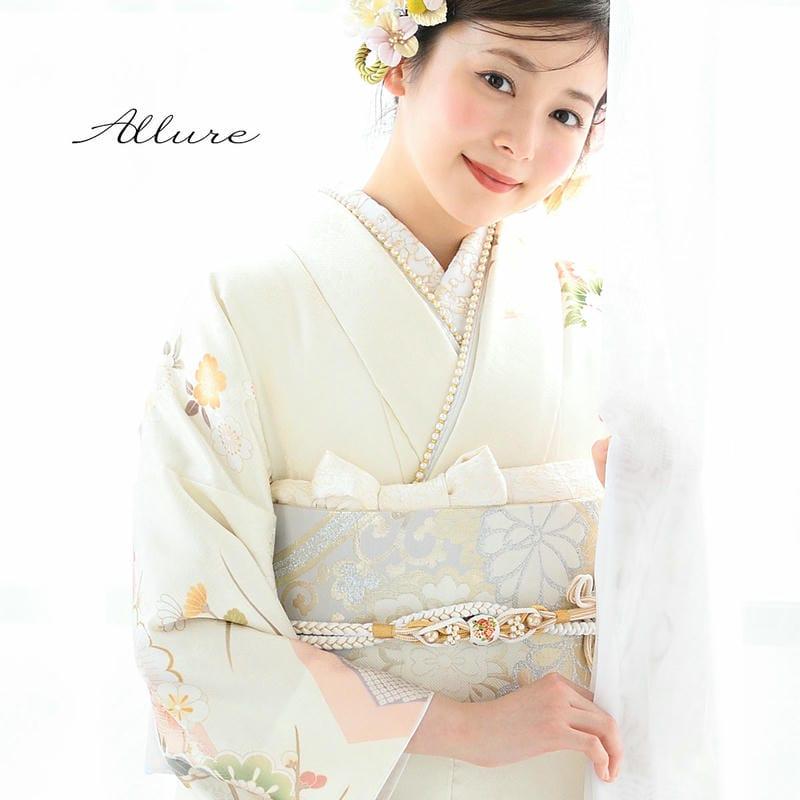 振袖レンタル Allure オフホワイト 手毬に牡丹 成人式 結婚式 対応身長