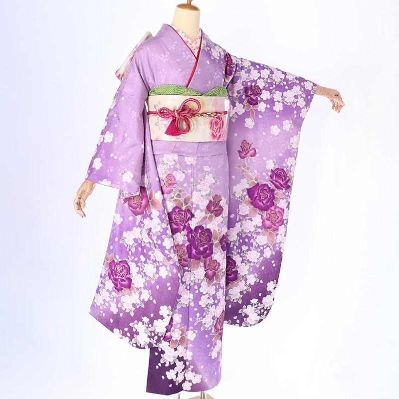 振袖レンタル 薄紫 薔薇 成人式 結婚式 対応身長154〜165cm 2〜11月 