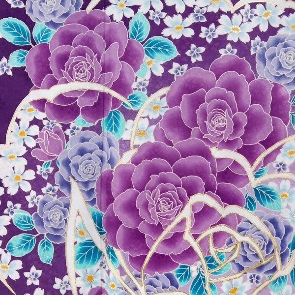振袖レンタル 紫 薔薇＆薔薇(宅) 成人式 結婚式 対応身長154〜165cm 2