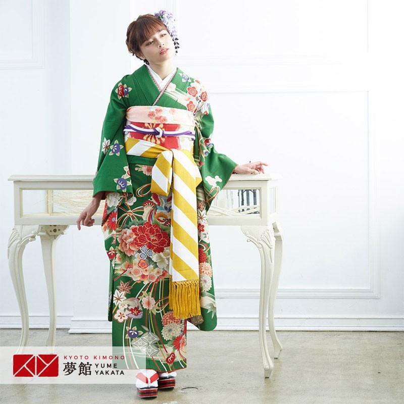 振袖レンタル きもの道楽 緑 牡丹と雪輪に鳳凰と花 成人式 結婚式 安い 対応身長154 165cm 2 11月利用 R440 R440 京都着物レンタル夢館 Yahoo 店 通販 Yahoo ショッピング